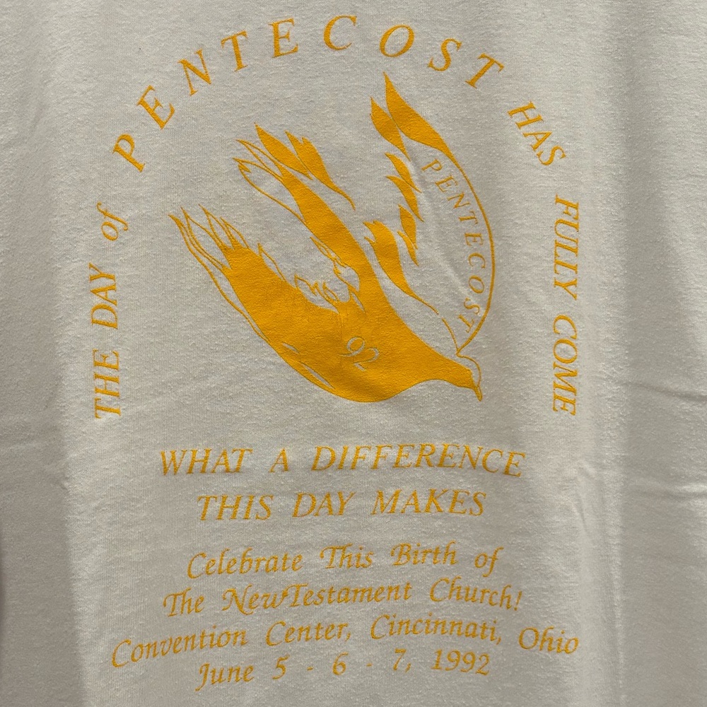 Vintage 90’s Jesus Pentecost Dove Tee / Shirt New Testament Church Ohio  - Sz: L